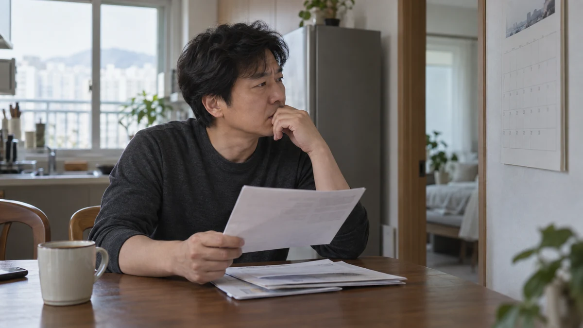 경매 통지서를 받고 일정을 확인하는 채무자