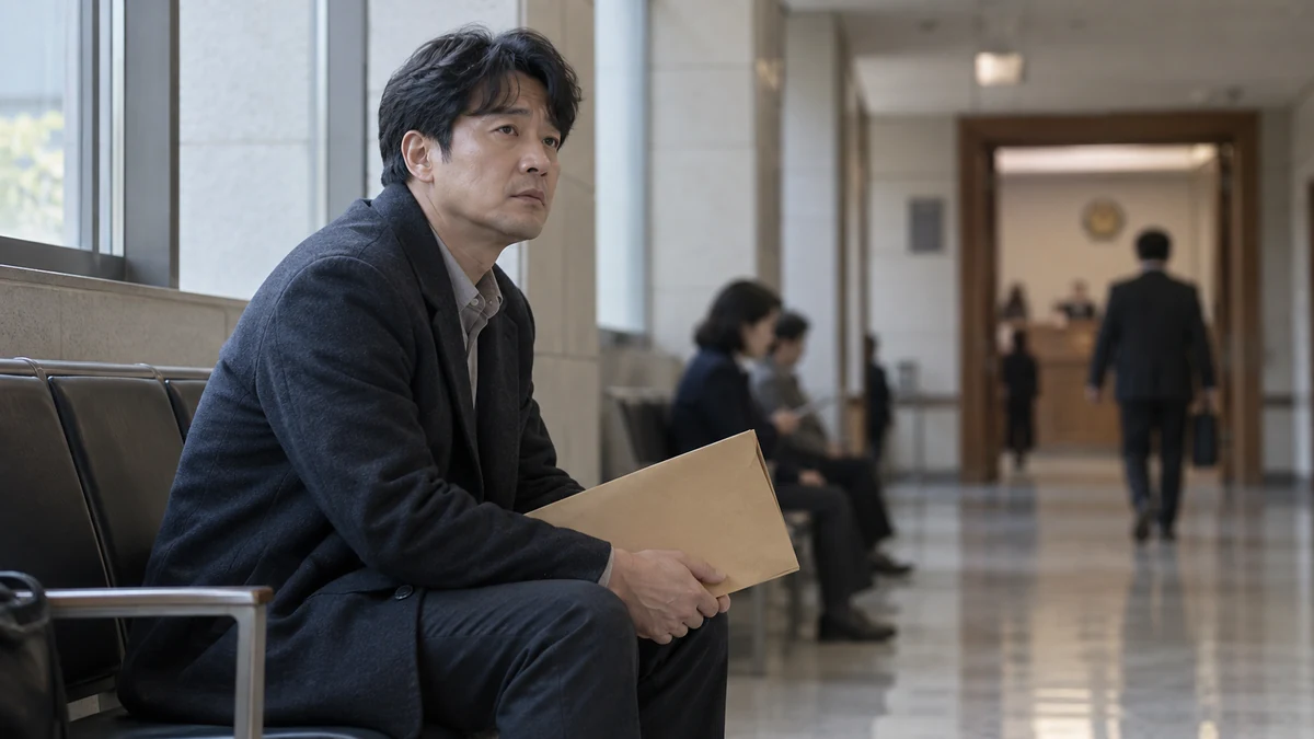 채권자집회 기일 법원 복도에서 대기하는 개인회생 신청인