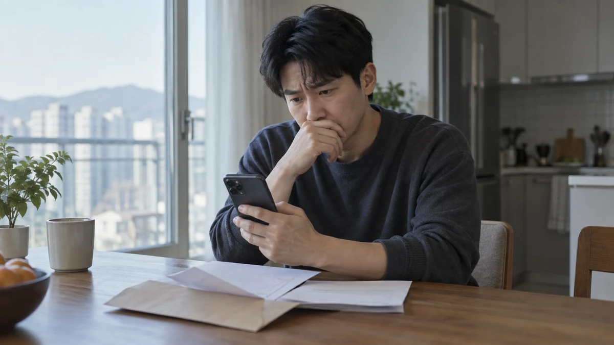 가압류 통지서를 받고 계좌 잔액을 확인하는 채무자