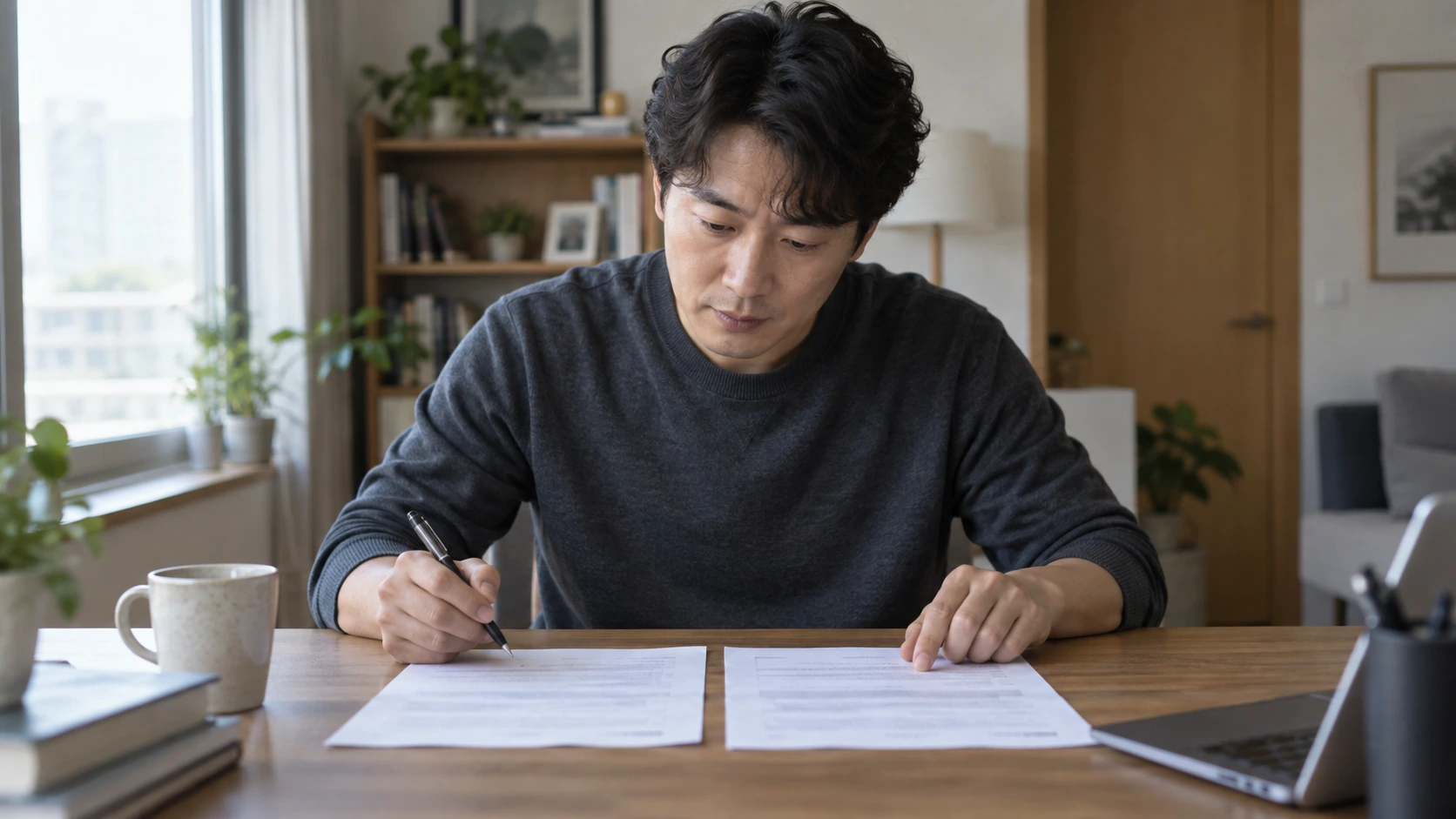 개인회생 관할법원 확인을 위해 주민등록초본을 살펴보는 신청자