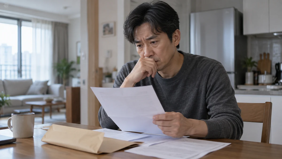 임의경매 개시결정문을 받고 서류를 확인하는 채무자