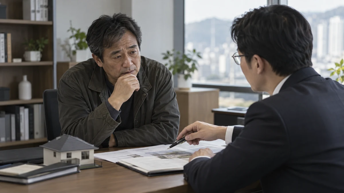 담보대출이 걸린 주택 처리 방향을 상담받는 채무자