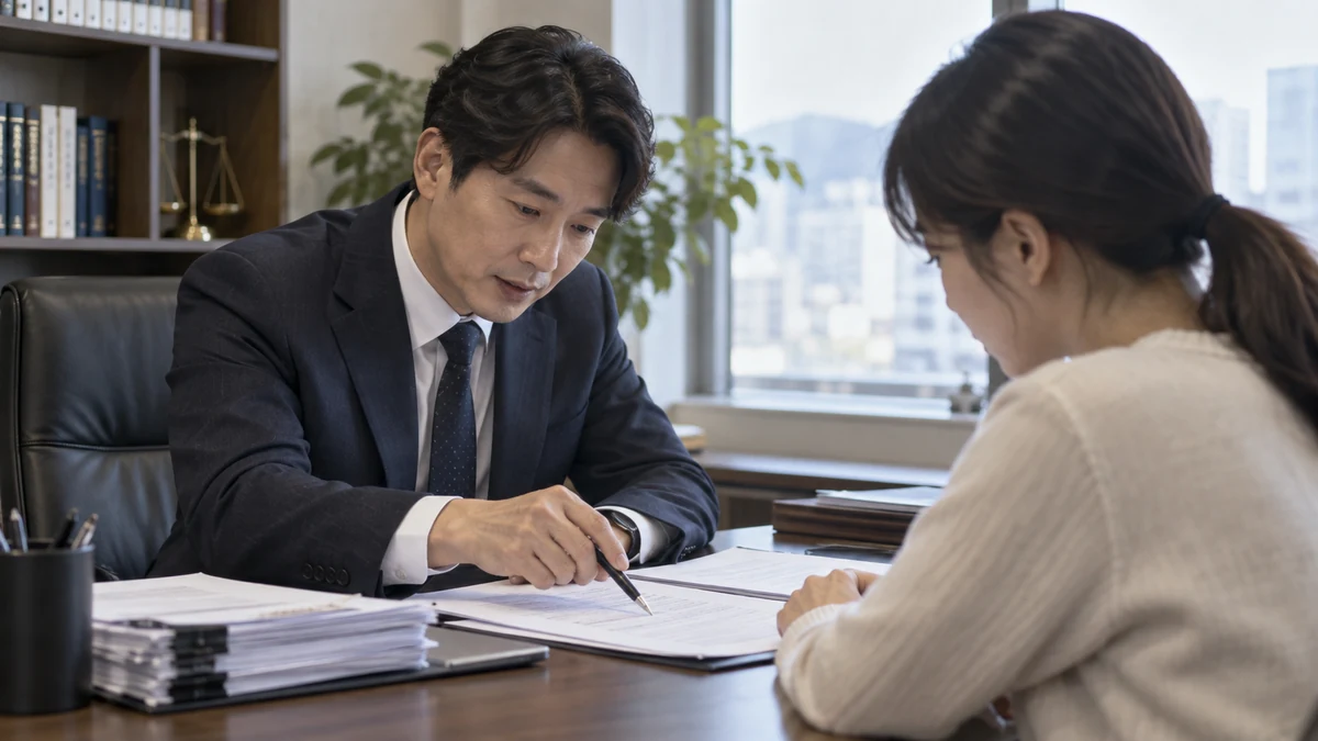 채권자목록을 하나씩 대조하며 확인하는 상담 장면