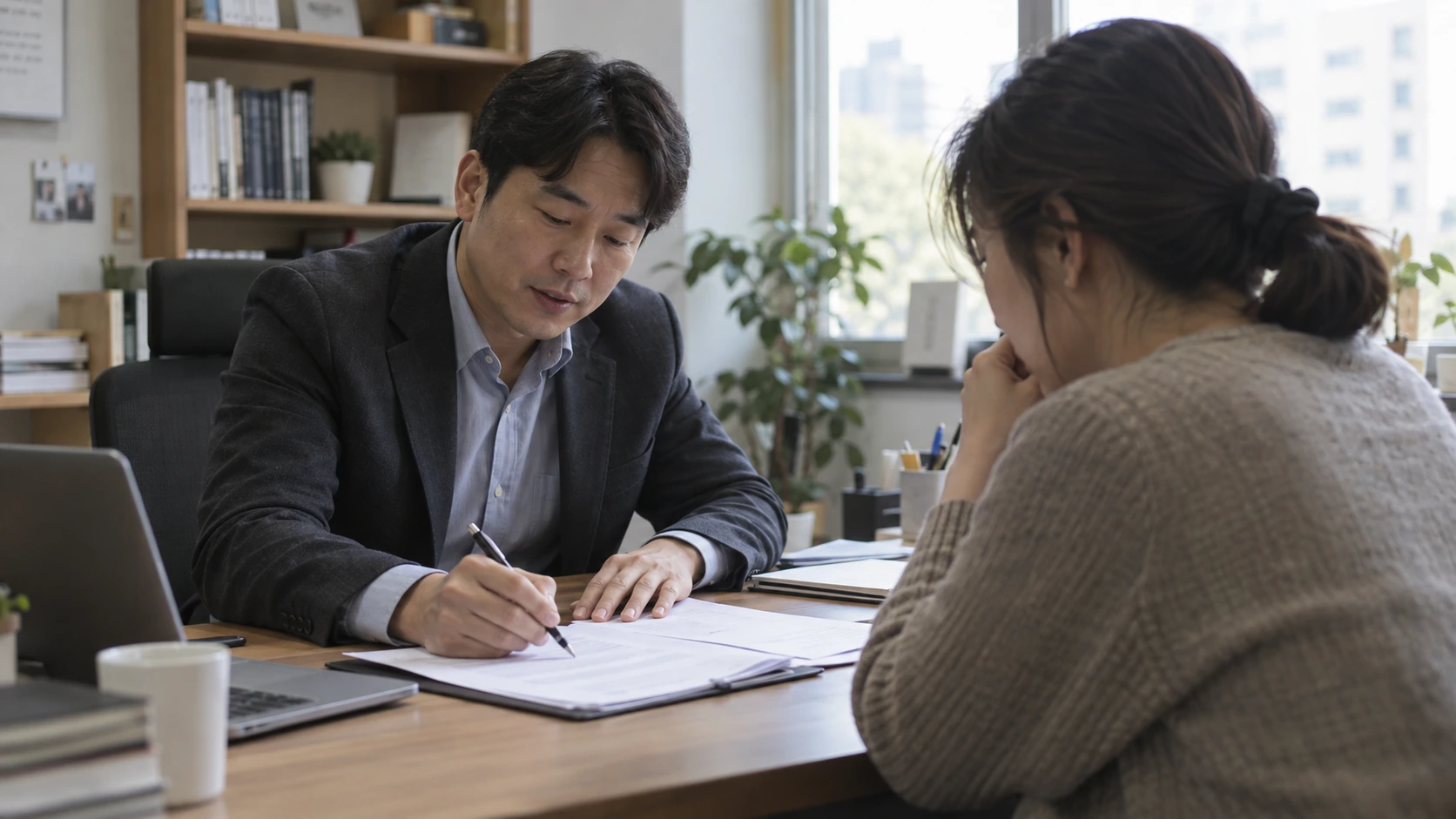 개인회생 신청 실익을 따져보는 상담 장면