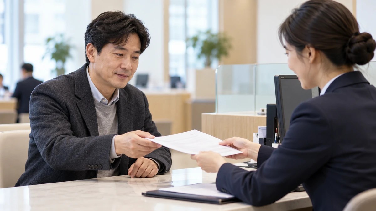 개인회생 면책 후 주거래 은행에서 신용 회복을 상담하는 모습